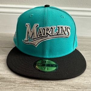 Florida Miami Marlins Hat Club New Era 10th Jersey Teal Black Fitted Sz 7 3/8
